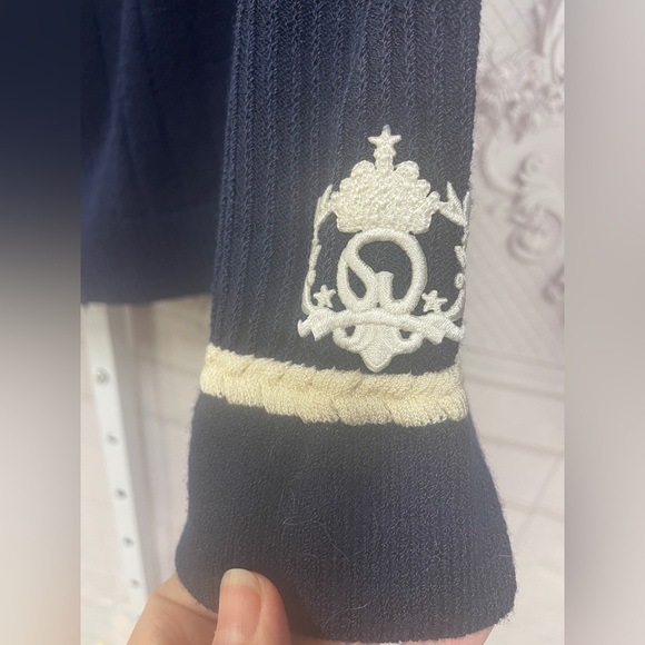 St. John Collection embroidered wool rayon sweater zip cardigan medium jacket - Picture 3 of 12